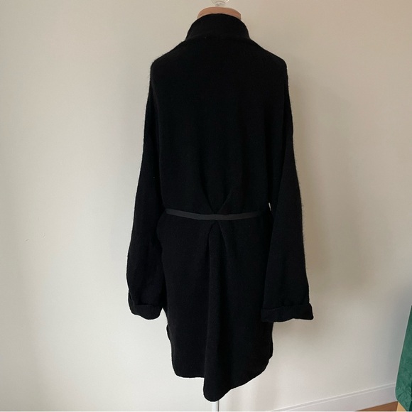 Anthropologie Moth Black Long Sleeve Wool Blend Tie Front Vallon Cardigan Sz M - Picture 7 of 12